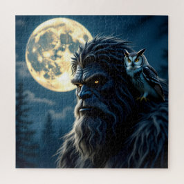 Bigfoot with Glowing Eyes and Owl on his Shoulder  ジグソーパズル