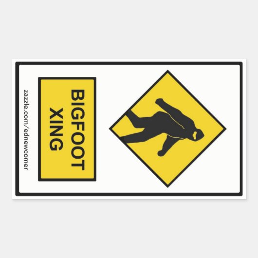 Bigfoot Xing （白）ステッカー 長方形シール (正面)