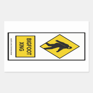 Bigfoot Xing (白)ステッカー 長方形シール