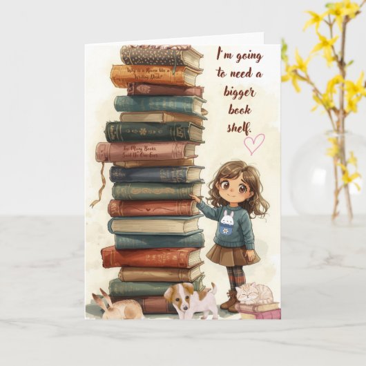 Bigger Bookshelf Greeting Card カード (黄色い花)