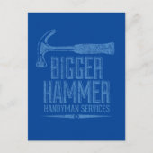 Bigger Hammer Handyman Services Blue BG Vertical ポストカード (正面)