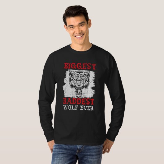 Biggest Baddest Wolf Ever Werewolf Wolfpack Wolfga Tシャツ (正面フル)