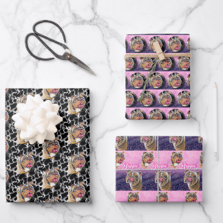 Biggie the Bulldog Giftwrap Set of 3 ラッピングペーパーシート