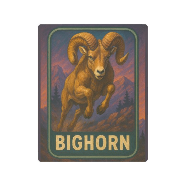 Bighorn Sheep Sign メタルプリント (正面)