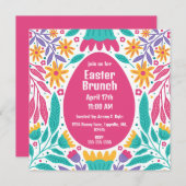 Bightフォークアートフラワーズイースター招待状 招待状 (正面/裏面)