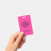 Bight Pink Employee ID with Custom Business Logo バッジ (手持ち)
