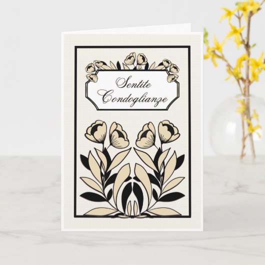Biglietto di Condoglianze Elegante Deepest Sympath カード (黄色い花)