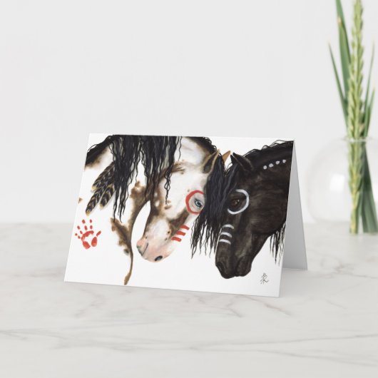 BiHrLeによる雄大なネイティブアメリカンホースのカード カード (正面)