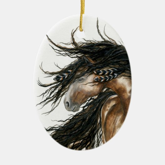 BiHrLeのオーナメントによる威厳のあるなムスタングの馬 セラミックオーナメント (正面)