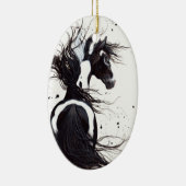 BiHrLeのクリスマスのオーナメントによる威厳のあるな馬のまだら馬 セラミックオーナメント (右)