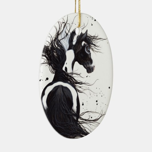 BiHrLeのクリスマスのオーナメントによる威厳のあるな馬のまだら馬 セラミックオーナメント (右)