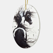 BiHrLeのクリスマスのオーナメントによる威厳のあるな馬のまだら馬 セラミックオーナメント (左)