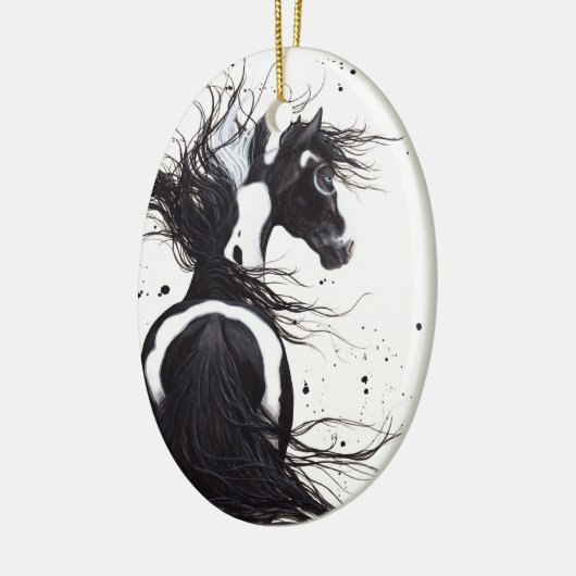 BiHrLeのクリスマスのオーナメントによる威厳のあるな馬のまだら馬 セラミックオーナメント (左)