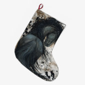 BihrleのクリスマスのストッキングによるFriesianの馬 ラージクリスマスストッキング (正面 (吊り時))