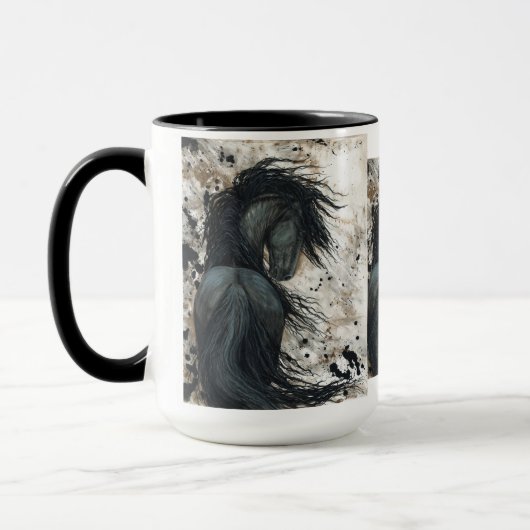 Bihrleのマグによる威厳のあるなFriesianの馬 マグカップ (左)