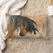 BiHrleの枕によるネイティブアメリカンの馬 ランバークッション (ブランケット)