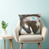 BiHrleの枕による威厳のあるな馬のティール（緑がかった色）戦争ペンキ クッション (椅子)