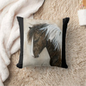 BiHrleの枕による白黒のまだら馬の馬 クッション (ブランケット)