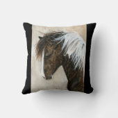 BiHrleの枕による白黒のまだら馬の馬 クッション (裏面)