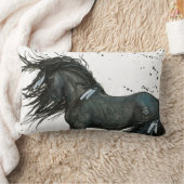 Bihrleの枕による黒い馬 ランバークッション (ブランケット)