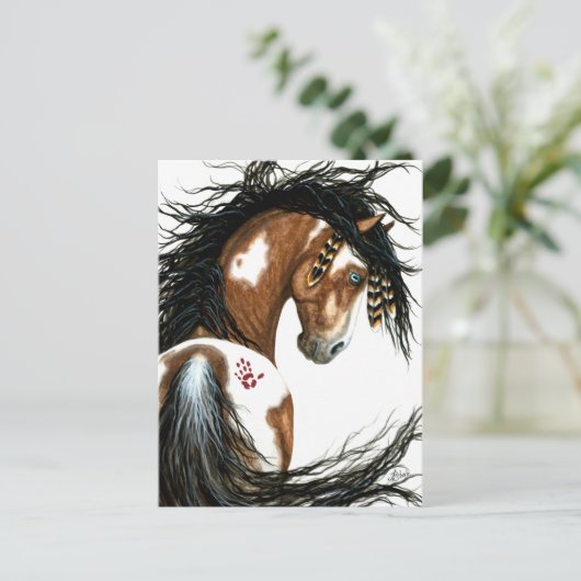 Bihrleの郵便はがきによる威厳のあるなまだら馬のペンキの馬 ポストカード (スタンド正面)