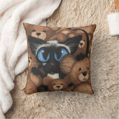 BiHrLe著シャム猫のテディー・ベアの抱擁 クッション (ブランケット)