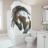 Bihrle著ターコイズのMajestiのまだら馬の馬 シャワーカーテン (インサイチュ)