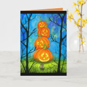 Bihrle著ハッピーハローウィンのカボチャトーテム カード (黄色い花)