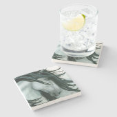 Bihrle著威厳のあるな灰色の馬 ストーンコースター (横)