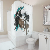 Bihrle著威厳のあるな馬のターコイズ シャワーカーテン (インサイチュ)