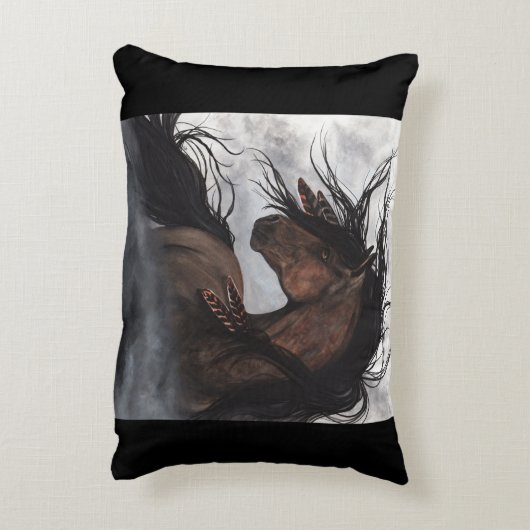 Bihrle著威厳のあるな馬の枕家の装飾 アクセントクッション (裏面(縦))