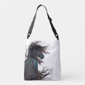 Bihrle著威厳のあるなFriesianの馬のトート クロスボディバッグ (裏面)