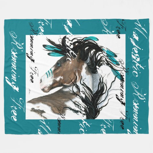 Bihrle著自由な毛布を走っている野生の馬 フリースブランケット (正面(横))