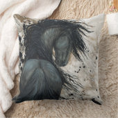 BiHrLe著Friesianの馬の枕 クッション (ブランケット)