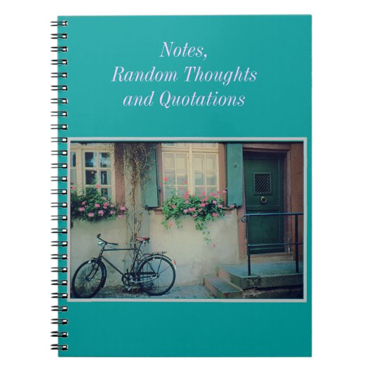 BIKE AGAINST OLD BUILDING WITH FLOWER BOXES  ノートブック (正面)