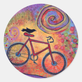 Bike and Raven Sticker - Just Ride and Fly ラウンドシール