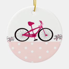Bike for a Cure - ピンクの自転車 セラミックオーナメント