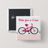 Bike for a Cure - ピンクの自転車 缶バッジ (正面&裏面)