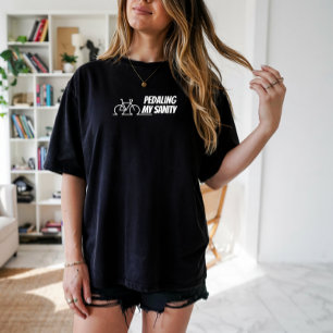 Bike Girl Irony ブラック ホワイト トライブレンドTシャツ