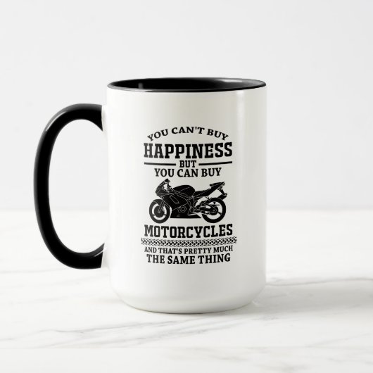 Bike Humor Quote Happiness Is Motorcycle  マグカップ (左)