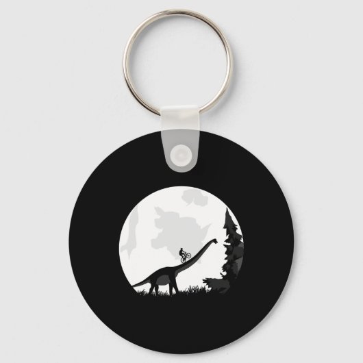 Bike On A Dinosaur Moon Silhouette Mtb Mountain Bi キーホルダー (正面)