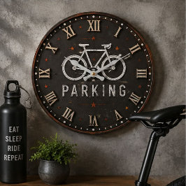 Bike Parking Cyclist Gift ラージ壁時計