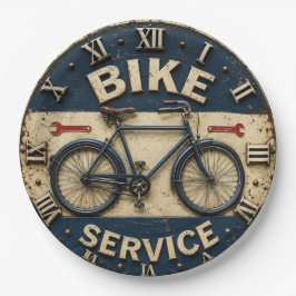 Bike Service Vintage Bicycle Workshop Garage ペーパープレート