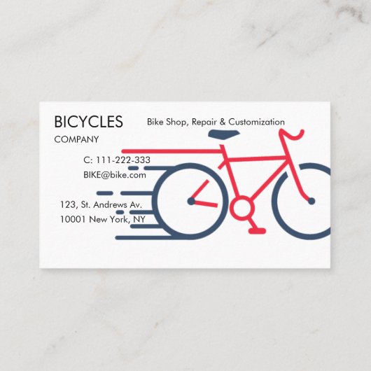 Bike Shop、Repair、Customizationロゴ 名刺 (裏面)