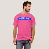 Bikelife V4ブルーオートバイサイクルモータースポーツBm Tシャツ (正面フル)