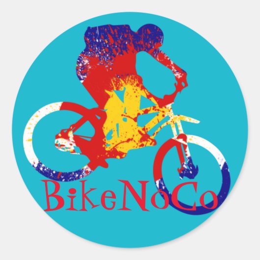 BikeNoCoコロラド州旗のシール ラウンドシール (正面)
