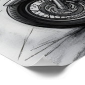 Biker at Lincoln Memorial Washington Monument  ポスター (角)