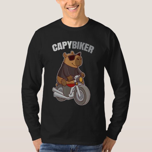 Biker Capybara - Funny Capybiker Tシャツ (正面)