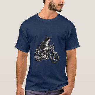 Biker cat boy girl tシャツ