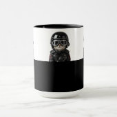 Biker Cat, Katze mit Motorradkleidung und Helm マグカップ (中央)